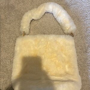 Faux Fur Handbag in Cream NWOT